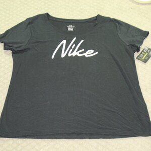 NWT Nike Dri-Fit The Nike Tee Training Women's XXL Black Logo Scoop Neck T-Shirt